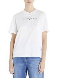 γυναικείο new linear t-shirt λευκό tommy jeans dw0dw17836-ybr
