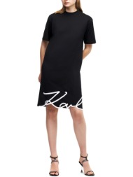 γυναικείο signature κοντομάνικο φόρεμα μαύρο karl lagerfeld 231w1357-999 black