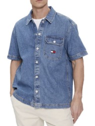ανδρικό τζιν κοντομάνικο overshirt μπλε tommy jeans dm0dm18957-1a4