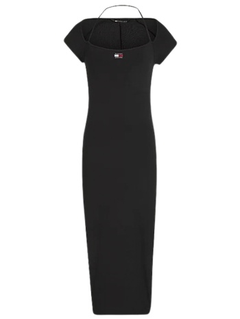 γυναικείο maxi φόρεμα μαύρο tommy jeans dw0dw17943-bds