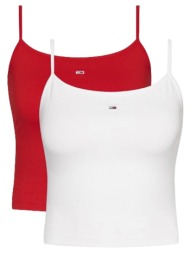 γυναικείο αμάνικο σετ τοπ 2 τεμαχίων λευκό/κόκκινο tommy jeans dw0dw18148-0xs