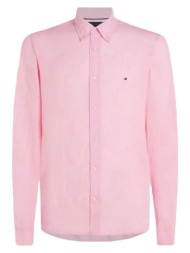 ανδρικό λινό πουκάμισο ροζ tommy hilfiger mw0mw34602-tjs