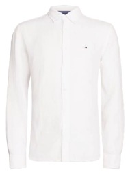 ανδρικό λινό πουκάμισο λευκό tommy hilfiger mw0mw34602-ycf