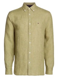 ανδρικό λινό πουκάμισο λαδί tommy hilfiger mw0mw34602-l9f