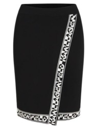γυναικεία logo knit φούστα μαύρη karl lagerfeld 241w1206-998 black/white