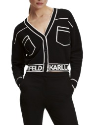 γυναικεία cropped logo ζακέτα μαύρη karl lagerfeld 231w2011-999 black