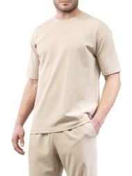 ανδρικό oversized t-shirt μπεζ vittorio fevero-beige