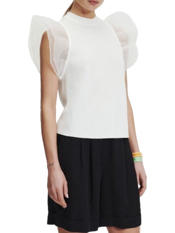 γυναικείο puff sleeve top λευκό karl lagerfeld 235w2003-100