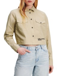 γυναικείο cropped logo πουκάμισο μπεζ karl lagerfeld jeans 236j1605-j294 twill