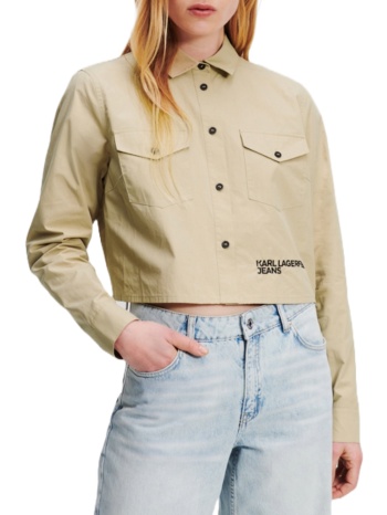 γυναικείο cropped logo πουκάμισο μπεζ karl lagerfeld jeans