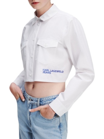 γυναικείο cropped logo πουκάμισο λευκό karl lagerfeld jeans