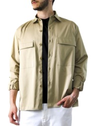 ανδρικό overshirt μπεζ royal denim sakkai-beige