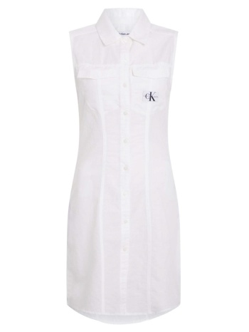 γυναικείο λινό αμάνικο φόρεμα λευκό calvin klein