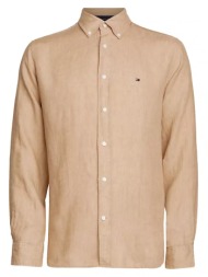 ανδρικό λινό πουκάμισο μπεζ tommy hilfiger mw0mw34602-aeg