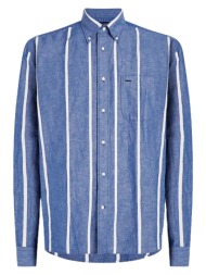 ανδρικό ριγέ πουκάμισο μπλε tommy hilfiger mw0mw34564-0a4