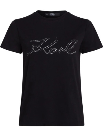 γυναικείο rhinestone signature t-shirt μαύρο karl lagerfeld