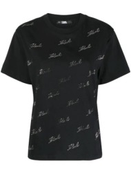 γυναικείο rhinestone logo t-shirt μαύρο karl lagerfeld 240w1704-999 black