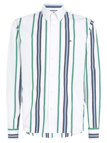 ανδρικό ριγέ πουκάμισο λευκό tommy hilfiger mw0mw34554-0cd