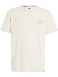 ανδρικό signature t-shirt μπεζ tommy jeans dm0dm17994-acg