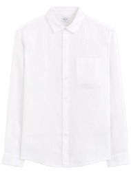 ανδρικό λινό πουκάμισο λευκό celio daflix-white