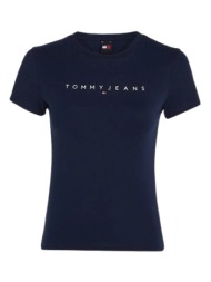 γυναικείο slim linear t-shirt navy μπλε tommy jeans dw0dw18398-c1g