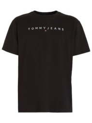 ανδρικό linear t-shirt μαύρο tommy jeans dm0dm17993-bds