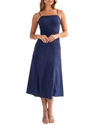 γυναικείο λινό magnolia φόρεμα μπλε mind matter l240107008-blue