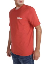 ανδρικό chainstitch t-shirt κόκκινο tommy hilfiger mw0mw35462-xm0