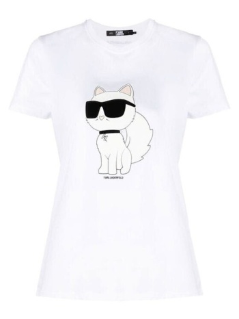 γυναικείο ikonik 2.0 choupette t-shirt λευκό karl lagerfeld
