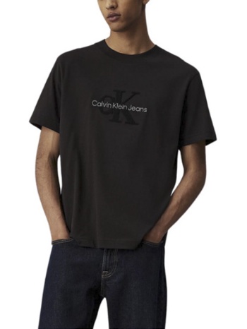 ανδρικό chenille monologo t-shirt μαύρο calvin klein