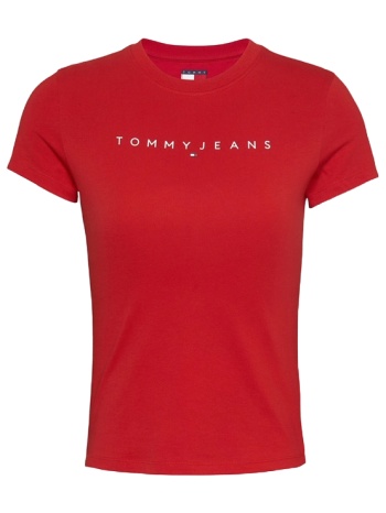 γυναικείο slim linear t-shirt κόκκινο tommy jeans