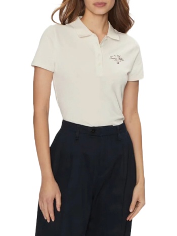 γυναικείο slim script graphic polo μπεζ tommy hilfiger σε προσφορά