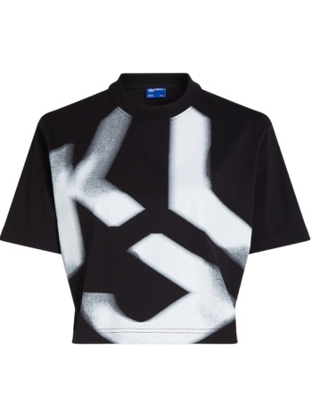 γυναικείο cropped t-shirt μαύρο karl lagerfeld jeans