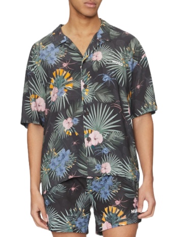 ανδρικό κοντομάνικο πουκάμισο μαύρο hugo 50540065-004 σε προσφορά