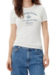 γυναικείο crest nyc t-shirt εκρού tommy jeans dw0dw20323-ybh