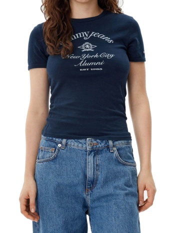 γυναικείο crest nyc t-shirt navy μπλε tommy jeans
