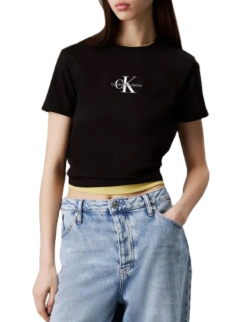 γυναικείο monologo baby t-shirt μαύρο calvin klein
