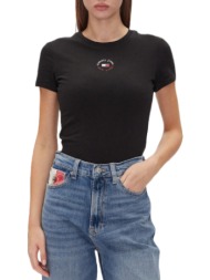 γυναικείο slim t-shirt μαύρο tommy jeans dw0dw20316-bds