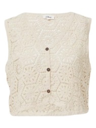 γυναικεία αμάνικη ζακέτα μπεζ s.oliver 2166279-8105