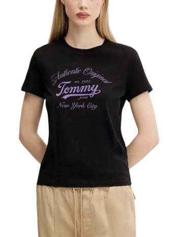 γυναικείο t-shirt μαύρο tommy jeans dw0dw21404-bds