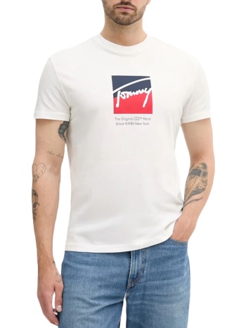 ανδρικό t-shirt λευκό tommy jeans dm0dm21940-ybl