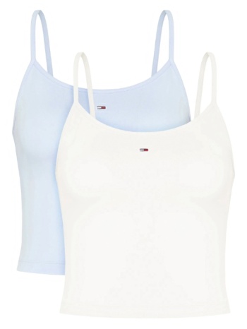 γυναικείο αμάνικο σετ τοπ 2 τεμαχίων λευκό/σιελ tommy jeans