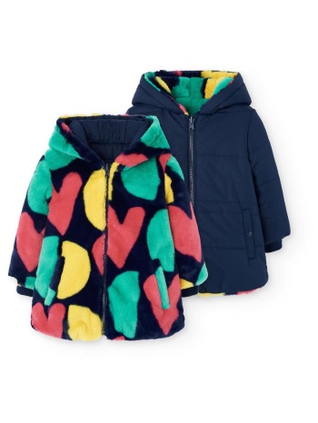 μπουφάν-γουνάκι διπλής όψης κορίτσι boboli-412164-9746-navy