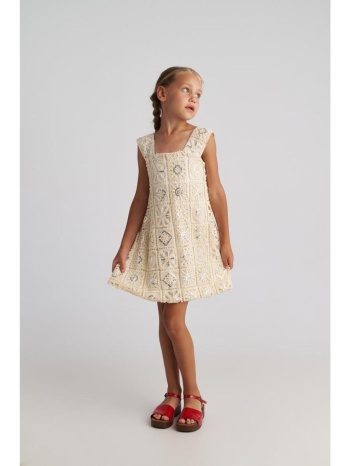 φόρεμα πλεκτό δαντέλα κορίτσι two in a castle-t7147-ecru