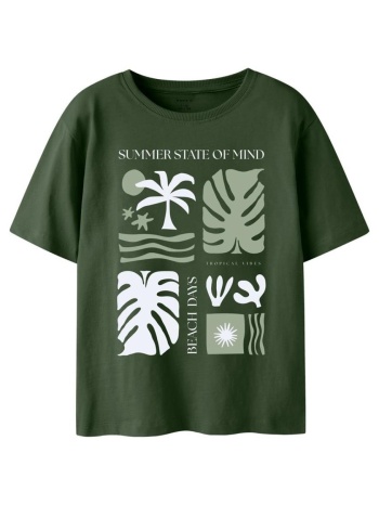 μπλούζα κοντομάνικη αγόρι name it hawaii print πράσινη σε προσφορά
