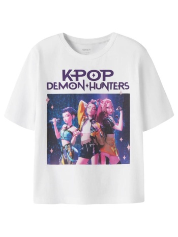 μπλούζα κοντομάνικη κορίτσι name it k-pop print λευκή σε προσφορά