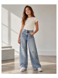 παντελόνι τζιν wide leg με σκισίματα για κορίτσια name it-13211699-vintage medium blue denim