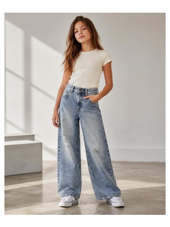 παντελόνι τζιν wide leg με σκισίματα για κορίτσια name σε προσφορά