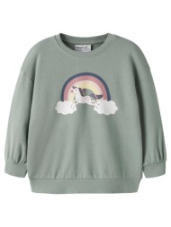 μπλούζα φούτερ για κορίτσια name it-13246331-green milieu rainbow unicorn
