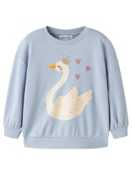 μπλούζα φούτερ για κορίτσια name it-13246331-subdued blue swan princess